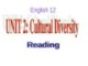 Bài giảng Tiếng Anh 12 - Unit 02: Cultural diversity (Reading)